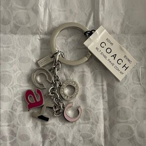 Coach Silver and Pink Charm Key Holder